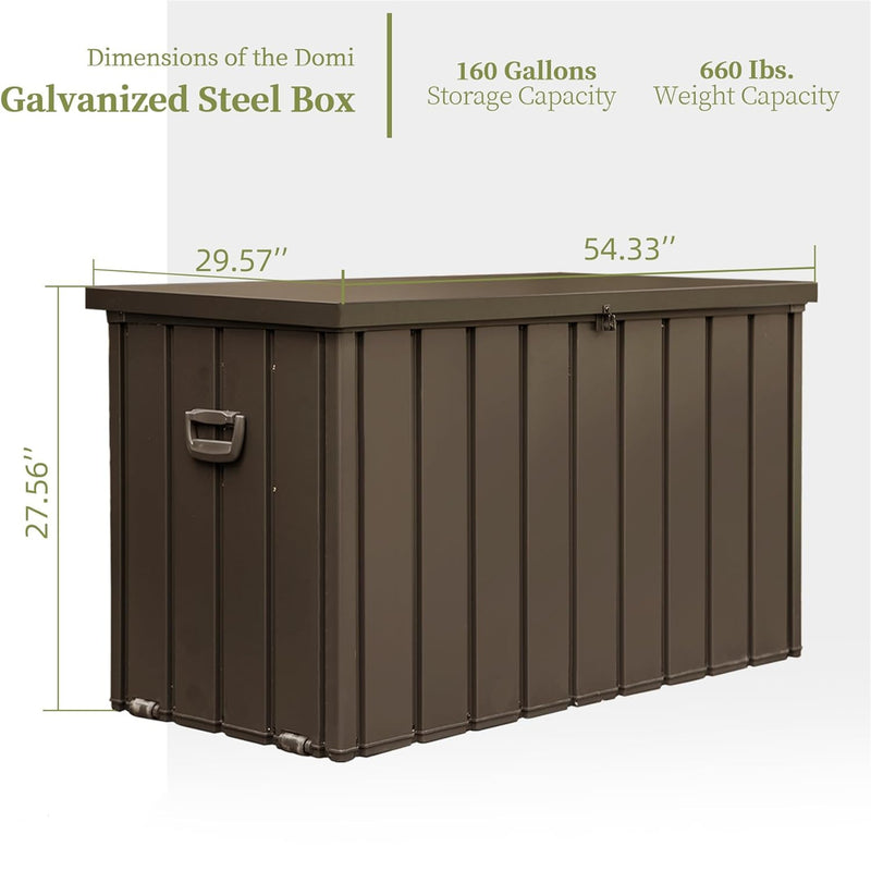 Supfirm 160 Gallon Outdoor Storage Deck Box Waterproof, Large Patio Storage Bin for Outside Cushions, Throw Pillows, Garden Tools, Lockable (Dark Brown)