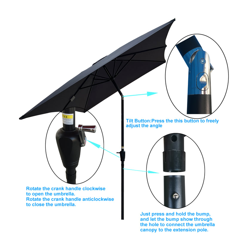 Supfirm 6 x 9ft  Patio Umbrella Outdoor  Waterproof Umbrella with Crank and Push Button Tilt without flap for Garden Backyard Pool  Swimming Pool Market