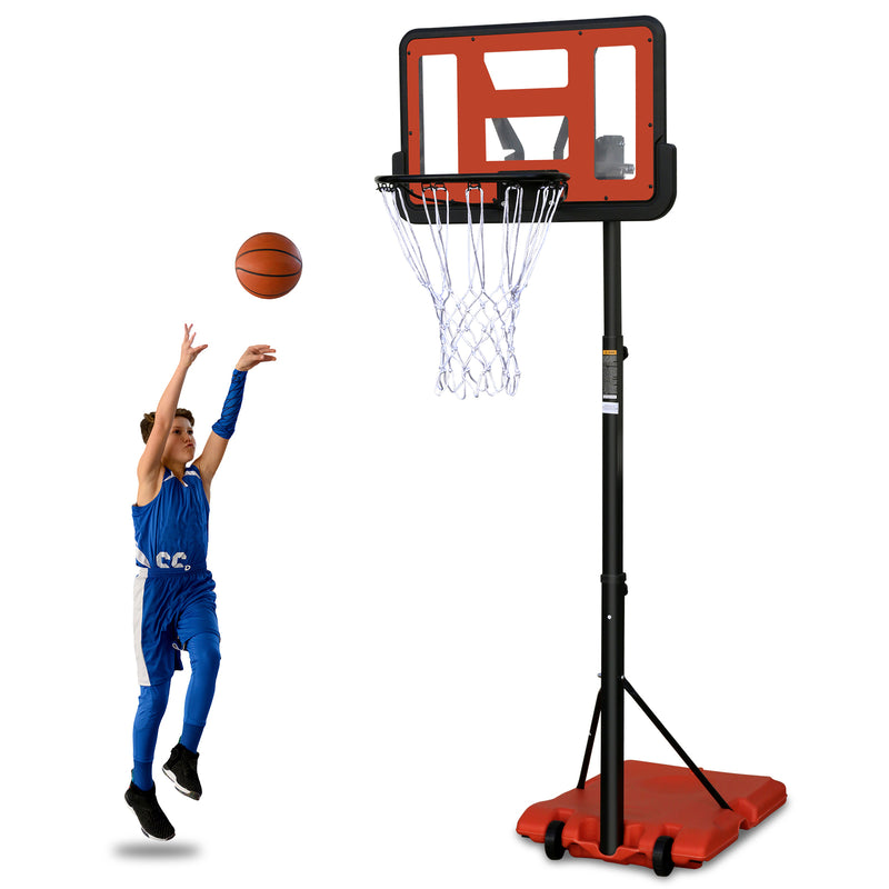 Supfirm Use for Outdoor Height Adjustable 4.8 to 7.7ft Basketball Hoop 44 Inch Backboard Portable Basketball Goal System with Stable Base and Wheels