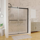 Supfirm 60 in. W x 74 in. H  Shower Door in Matte Black with 5/16 in. (8 mm) Clear Glass