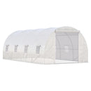 Supfirm 19' x 10' x 7' Walk In Tunnel Greenhouse with Zippered Door & 8 Mesh Windows, Large Heavy Duty Garden Hot House Kit, Galvanized Steel Frame, White