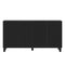 ON-TREND Buffet Cabinet with Adjustable Shelves, 4-Door Mirror Hollow-Carved TV stand for TVs Up to 65'', Multi-functional Console Table with Storage Credenza Accent Cabinet for Living Room, Black - Supfirm