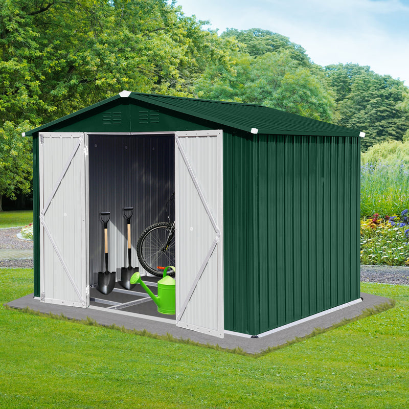 Supfirm Metal garden sheds 6ftx8ft outdoor storage sheds Green+White