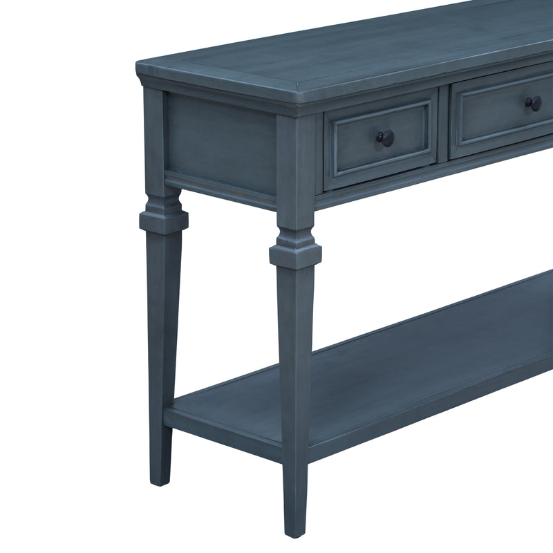 Supfirm TREXM Classic Retro Style Console Table with Three Top Drawers and Open Style Bottom Shelf, Easy Assembly (Navy)