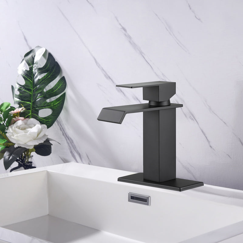 Supfirm Waterfall Spout Bathroom Faucet,Single Handle Bathroom Vanity Sink Faucet