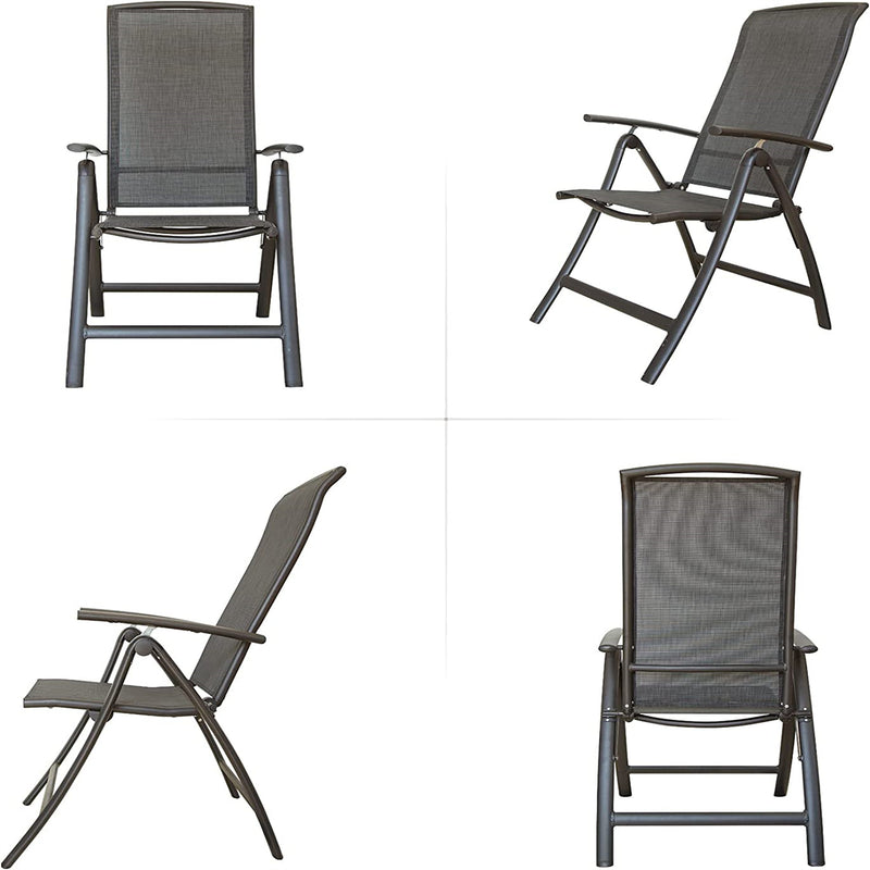 Supfirm Folding Patio Chairs Set of 2, Aluminium Frame Reclining Sling Lawn Chairs with Adjustable High Backrest, Patio Dining Chairs for Outdoor, Camping,Porch,Balcony(Textilene Fabric,2 Chairs)