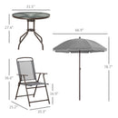 Supfirm 6 Piece Patio Dining Set for 4 with Umbrella, Outdoor Table and Chairs with 4 Folding Dining Chairs & Round Glass Table for Garden, Backyard and Poolside, Gray