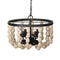 4 - Light Wood Chandelier, Hanging Light Fixture with Adjustable Chain for Kitchen Dining Room Foyer Entryway, Bulb Not Included - Supfirm