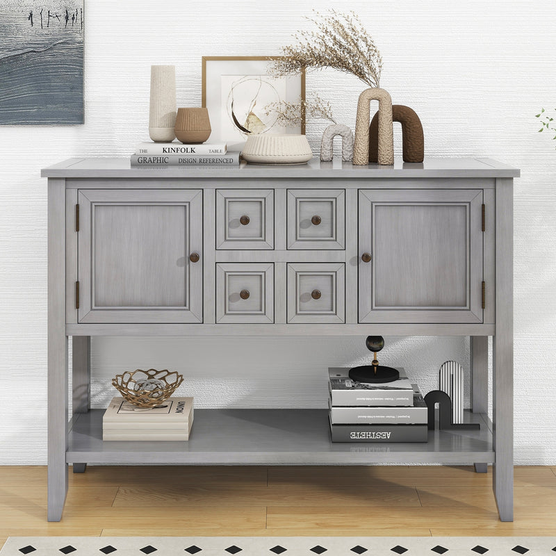 Supfirm TREXM Cambridge Series  Ample Storage Vintage Console Table with Four Small Drawers and Bottom Shelf for Living Rooms, Entrances and Kitchens (Antique Gray, OLD SKU: WF190263AAE)