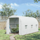 Supfirm 15' x 7' x 7' Walk-In Tunnel Greenhouse, Large Garden Hot House Kit with 6 Roll-up Windows & Roll Up Door, Steel Frame, White