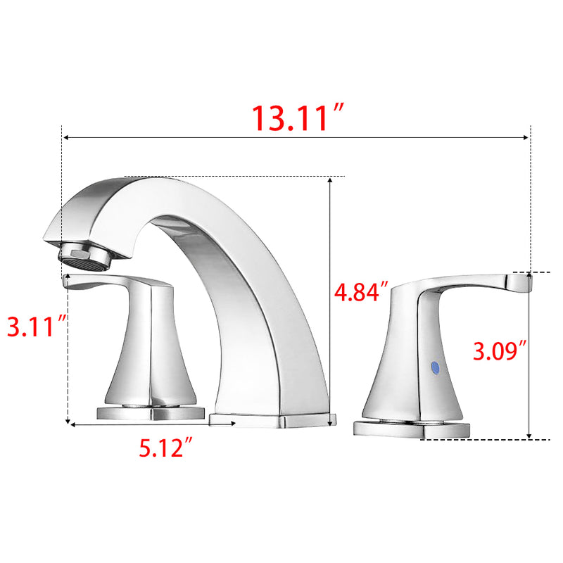 Supfirm Widespread 2 Handles Bathroom Faucet with Pop Up Sink Drain