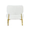 Supfirm Teddy suede material cushioned rocking chair, unique rocking chair, cushioned seat, white rocking chair with backrest and golden metal legs. Comfortable side chairs in living room, bedroom, office