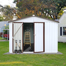 Supfirm Metal garden sheds 6ftx8ft outdoor storage sheds white+offee