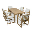 Supfirm Patio Dining Set Outdoor Dining Table and Chair Set with  and Removable Cushions for Patio, Backyard, Garden, Light Teak