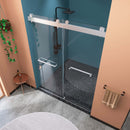 Supfirm Frameless Double Sliding Shower, 69" - 72" Width, 79" Height, 3/8" (10 mm) Clear Tempered Glass, , Designed for Smooth Door with Clear Tempered Glass and Stainless Steel Hardware Brushed Nickel