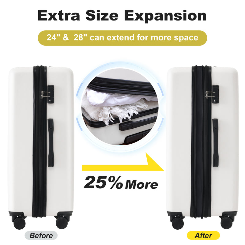 Supfirm Hardshell Luggage Sets 2 Pieces 24"+28" Expandable Luggages Spinner Suitcase with TSA Lock Lightweight