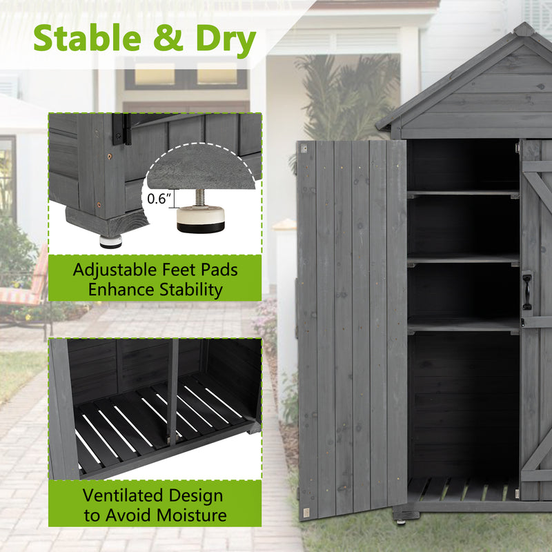 Supfirm Outdoor Storage Cabinet, Garden Wood Tool Shed, Outside Wooden Shed Closet with Shelves and Latch for Yard 39.56"x 22.04"x 68.89"