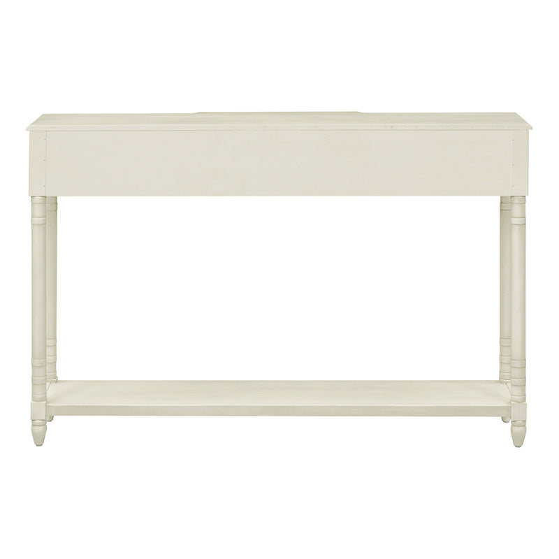 Supfirm TREXM Console Table Sofa Table with Drawers for Entryway with Projecting Drawers and Long Shelf (Antique White, OLD SKU: WF189574AAK)