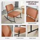 Supfirm PU material cushioned rocking chair, unique rocking chair, cushioned seat, brown backrest rocking chair, black metal legs. Comfortable side chairs in the living room, bedroom, and office