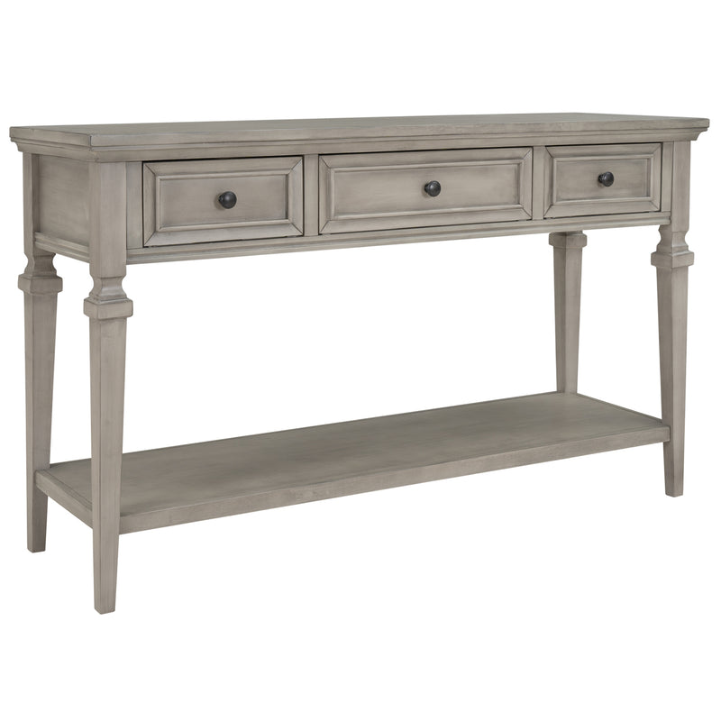 Supfirm TREXM Classic Retro Style Console Table with Three Top Drawers and Open Style Bottom Shelf, Easy Assembly (Gray Wash)