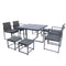 Supfirm 9 Pieces Patio Dining Sets Outdoor Space Saving Rattan Chairs with Glass Table Top Grey Wicker + Dark Grey Cushion