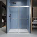 Supfirm 68'' - 72'' W x 76'' H Soft-closing Double Sliding Frameless Shower Door With 3/8 Inch (10mm) Clear Glass in Brushed Nickel