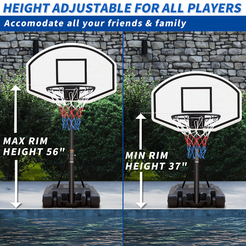 Supfirm Portable Poolside Basketball Hoop Swimming Pool 3.1ft to 4.7ft Height-Adjustable Basketball System Goal Stand for Kids