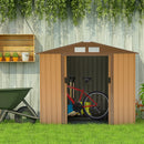 Supfirm 7' x 4' Outdoor Storage Shed, Garden Tool House with Foundation, 4 Vents and 2 Easy Sliding Doors for Backyard, Patio, Garage, Lawn, Yellow