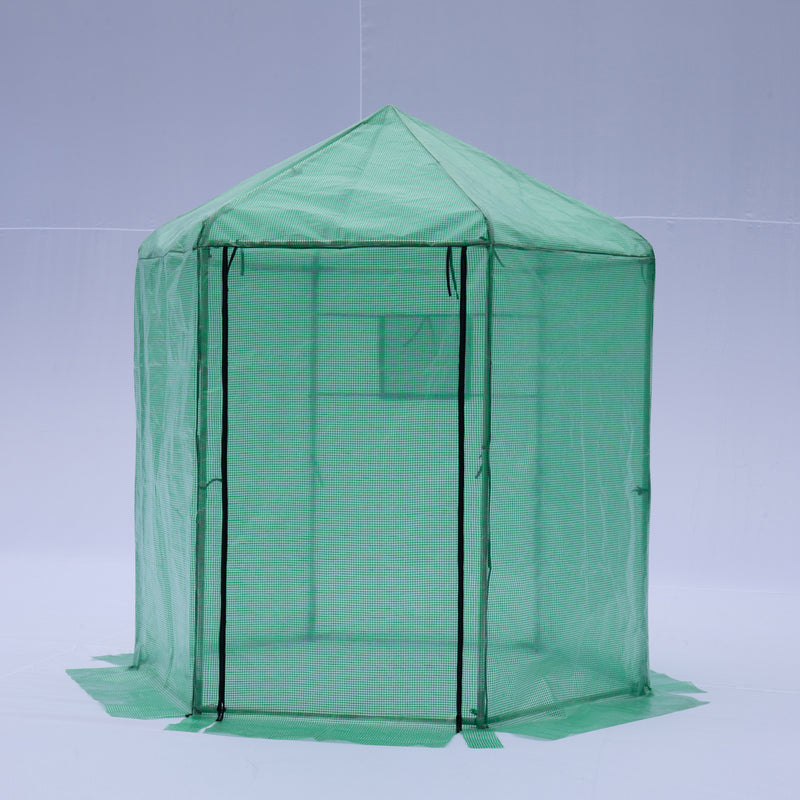 Supfirm Walk-in Greenhouse Hexagonal Upgrade Reinforced Frame Heavy Duty Plastic Greenhouse Reinforced Thickened Waterproof Insulation(6.9*7.5 ft)