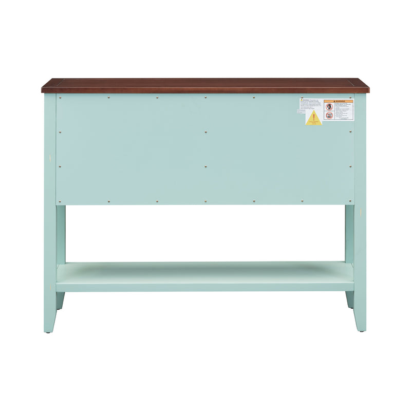 Supfirm TREXM Cambridge Series  Ample Storage Vintage Console Table with Four Small Drawers and Bottom Shelf for Living Rooms, Entrances and Kitchens (Retro Blue, OLD SKU: WF190263AAC)