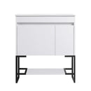 Supfirm 30" Bathroom Vanity with Sink,Bathroom Vanity Cabinet with One Soft Close Cabinet Doors & soft-close Drawers,Bathroom Storage Cabinet with a Lower Open Shelf,with Metal Legs,White Ceramic Sink,White - Supfirm