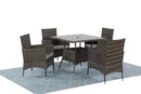 Supfirm 5-Pieces PE Rattan Wicker Patio Dining Set with Grey Cushions