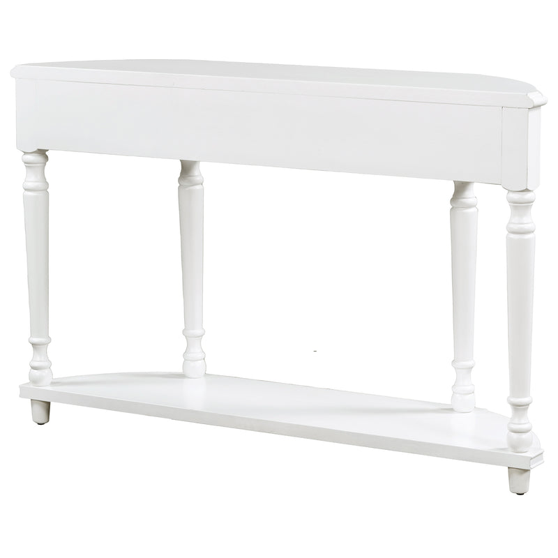 Supfirm TREXM Retro Circular Curved Design Console Table with Open Style Shelf Solid Wooden Frame and Legs Two Top Drawers (White, OLD SKU: WF298768AAK)