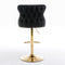 Seat Wide19.3 inches,Golden Swivel Velvet Barstools Adjusatble Seat Height from 25~33 Inch, Wing-Back Upholstered Bar Stools with Backs Comfortable Tufted for Kitchen Island or Bar,Black,Set of 2 - Supfirm