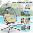 Supfirm Egg Chair with Stand Indoor Outdoor Swing Chair Patio Wicker Hanging Egg Chair Hanging Basket Chair Hammock Chair with Stand for Bedroom Living Room Balcony