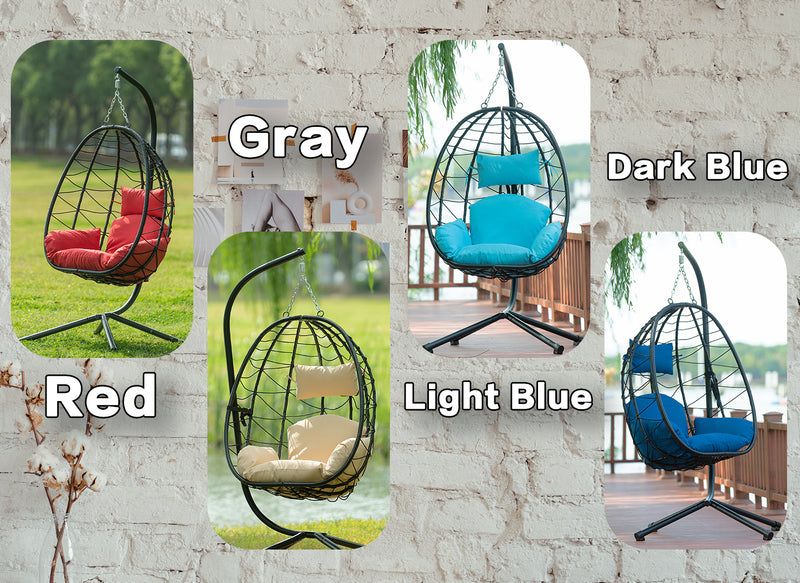 Supfirm Egg Chair with Stand Indoor Outdoor Swing Chair Patio Wicker Hanging Egg Chair Hanging Basket Chair Hammock Chair with Stand for Bedroom Living Room Balcony