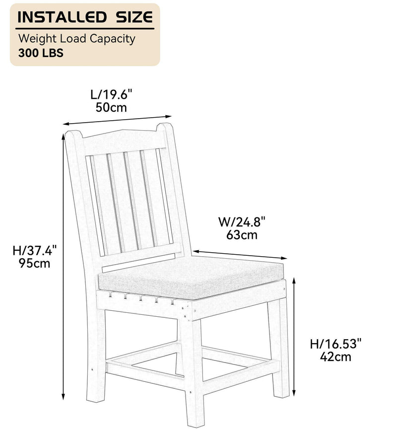 Supfirm HDPE Dining Chair, Gray, With Cushion, No Armrest, Set of 2