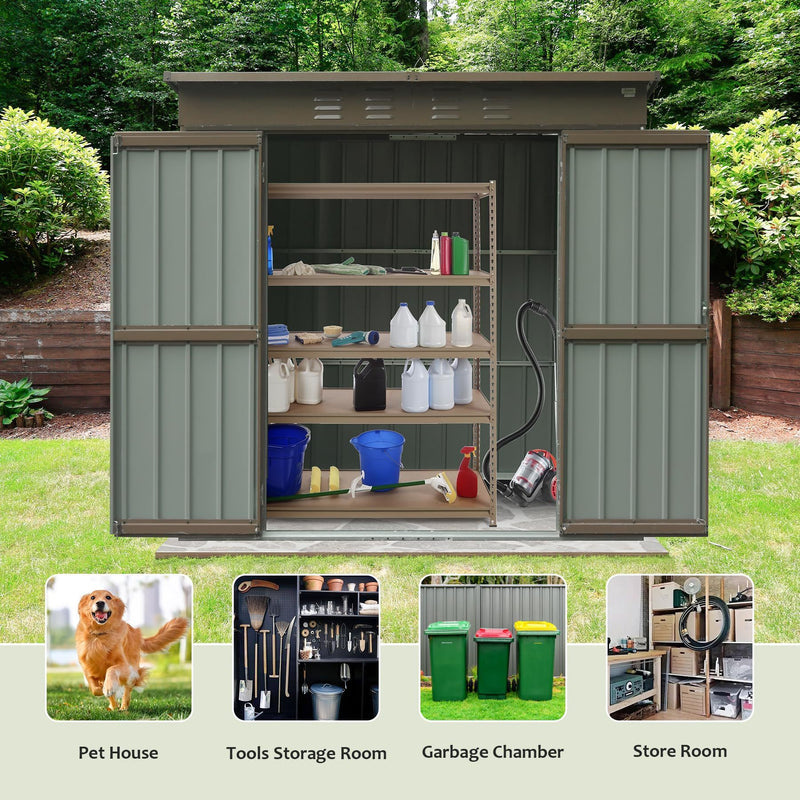 Supfirm Outdoor Storage Shed 6x4 FT, Metal Tool Sheds Storage House with Lockable Double Door, Large Bike Shed Waterproof for Garden, Backyard, Lawn