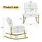 Supfirm Teddy suede material cushioned rocking chair, unique rocking chair, cushioned seat, white rocking chair with backrest and golden metal legs. Comfortable side chairs in living room, bedroom, office