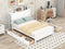 Full Size Platform Bed with Drawers and Storage Shelves, White - Supfirm