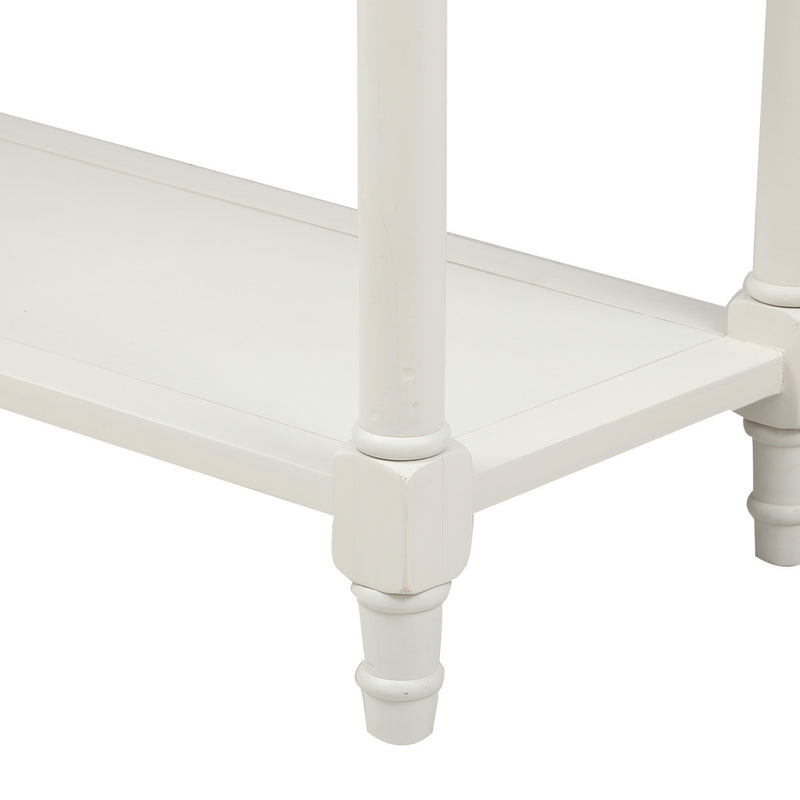 Supfirm TREXM Daisy Series Console Table Traditional Design with Two Drawers and Bottom Shelf (Ivory White)