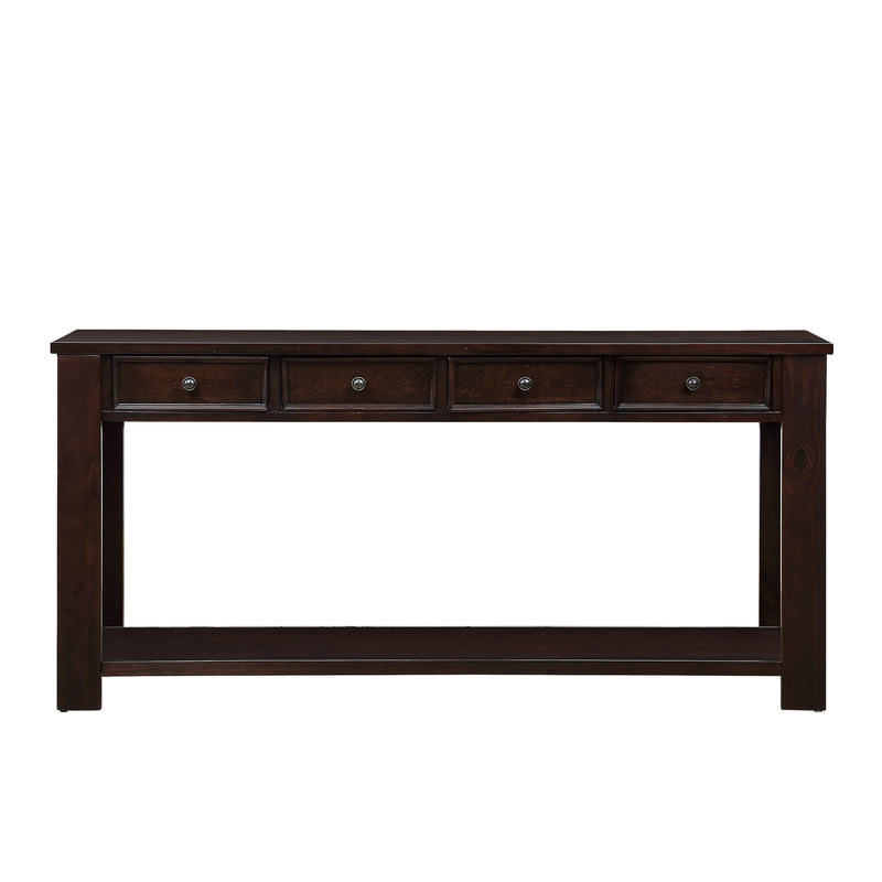 Supfirm 63" Pine Wood Console Table with 4 Drawers and 1 Bottom Shelf for Entryway Hallway Easy Assembly 63 inch Long Sofa Table  Light Espresso