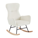 Supfirm Cream white velvet rocking chair