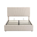 Full size Upholstered Platform bed with a Hydraulic Storage System - Beige - Supfirm