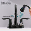 Supfirm Bathroom Faucet Matt Black with Pop-up Drain & Supply Hoses 2-Handle 360 Degree High Arc Swivel Spout Centerset 6 Inch Vanity Sink Faucet 4011B-MB