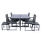 Supfirm 9 Pieces Patio Dining Sets Outdoor Space Saving Rattan Chairs with Glass Table Top Grey Wicker + Dark Grey Cushion