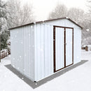 Supfirm Metal garden sheds 10ftx8ft outdoor storage sheds white+coffee