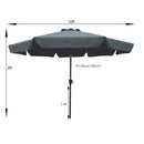 Supfirm Outdoor Patio Umbrella 10FT(3m)  WITH FLAP ,8pcs ribs,with tilt ,with crank,without base, grey/Anthracite,pole size 38mm(1.49inch)