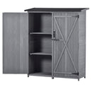 Supfirm TOPMAX Outdoor 5.3ft Hx4.6ft L Wood Storage Shed Tool Organizer,Garden Shed, Storage Cabinet with Waterproof Asphalt Roof, Double Lockable Doors, 3-tier Shelves for Backyard, Gray