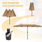 Supfirm 15x9ft Large Double-Sided Rectangular Outdoor Twin Patio Market Umbrella w/Crank- taupe